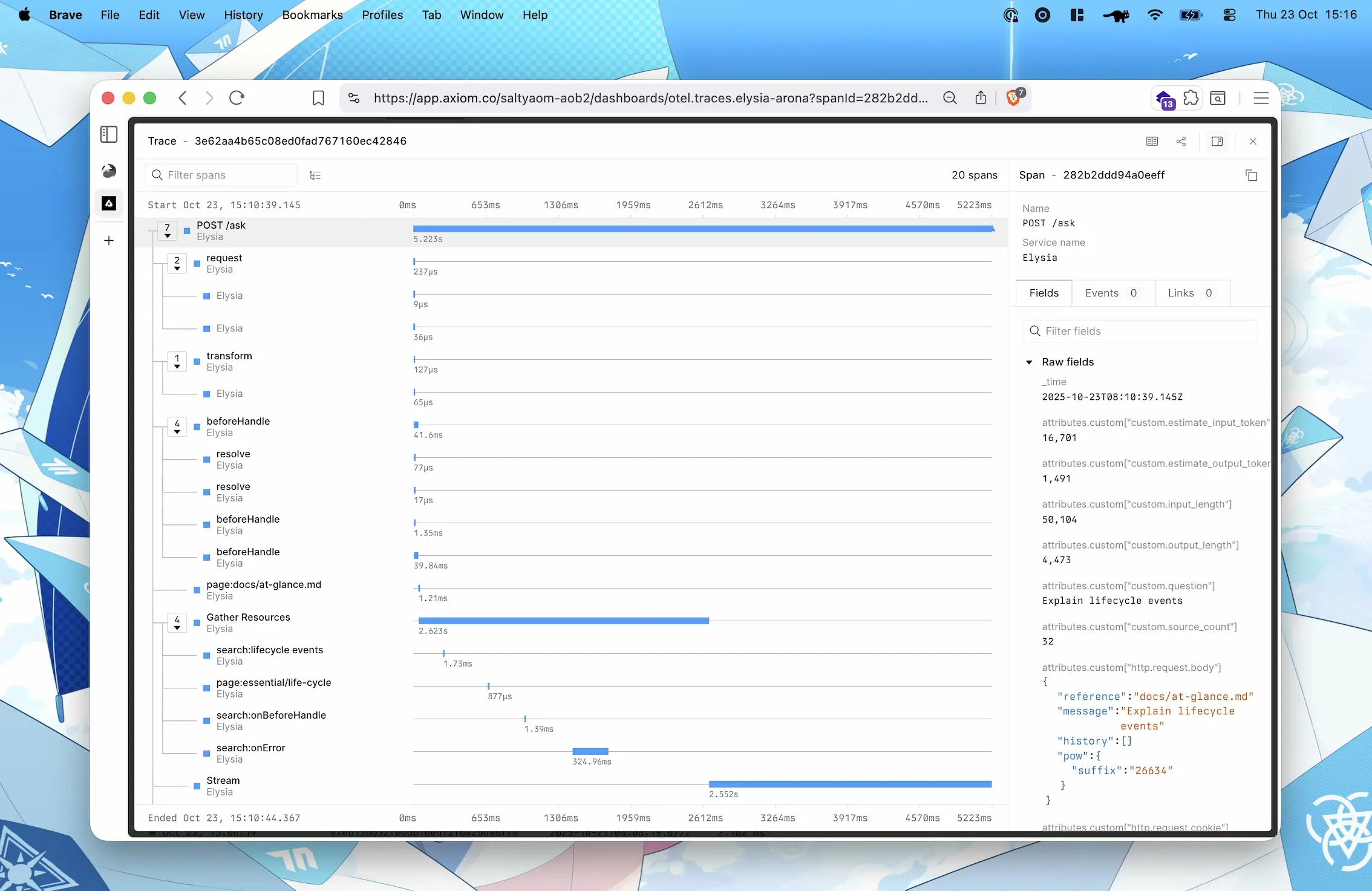 OpenTelemetry visualize via Axiom